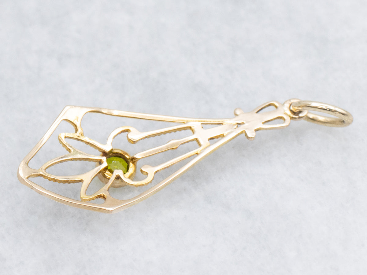 Bezel-Set Peridot Yellow Gold Lavalier Pendant