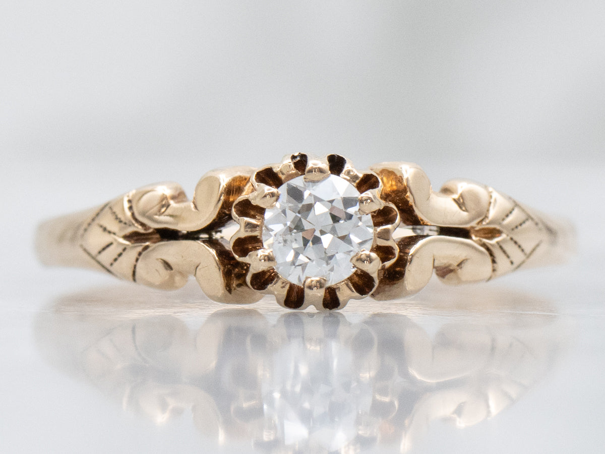 Victorian Era Old Mine Cut Diamond Engagement Ring