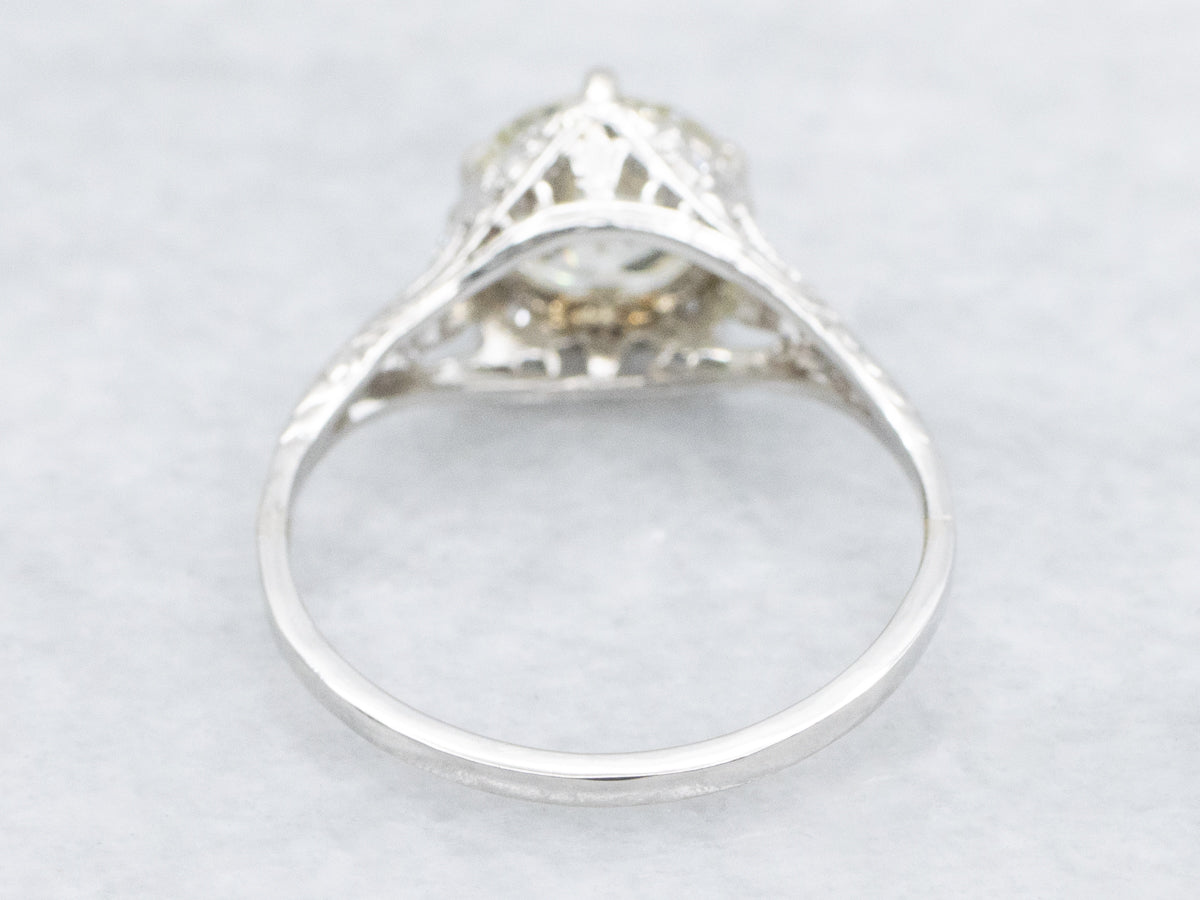 GIA Certified Old European Cut Antique Diamond Filigree Engagement Ring