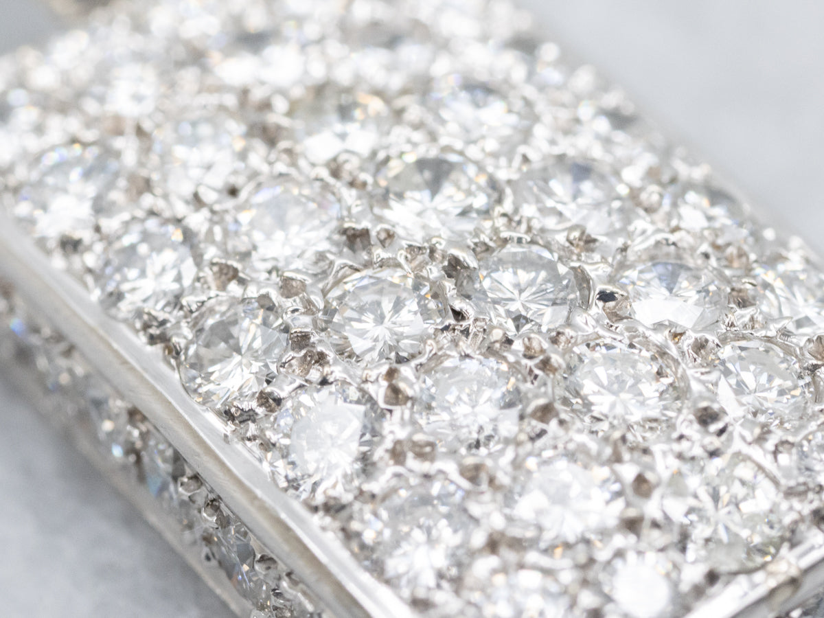 Diamond-Encrusted White Gold Pendant with Decorated Bail