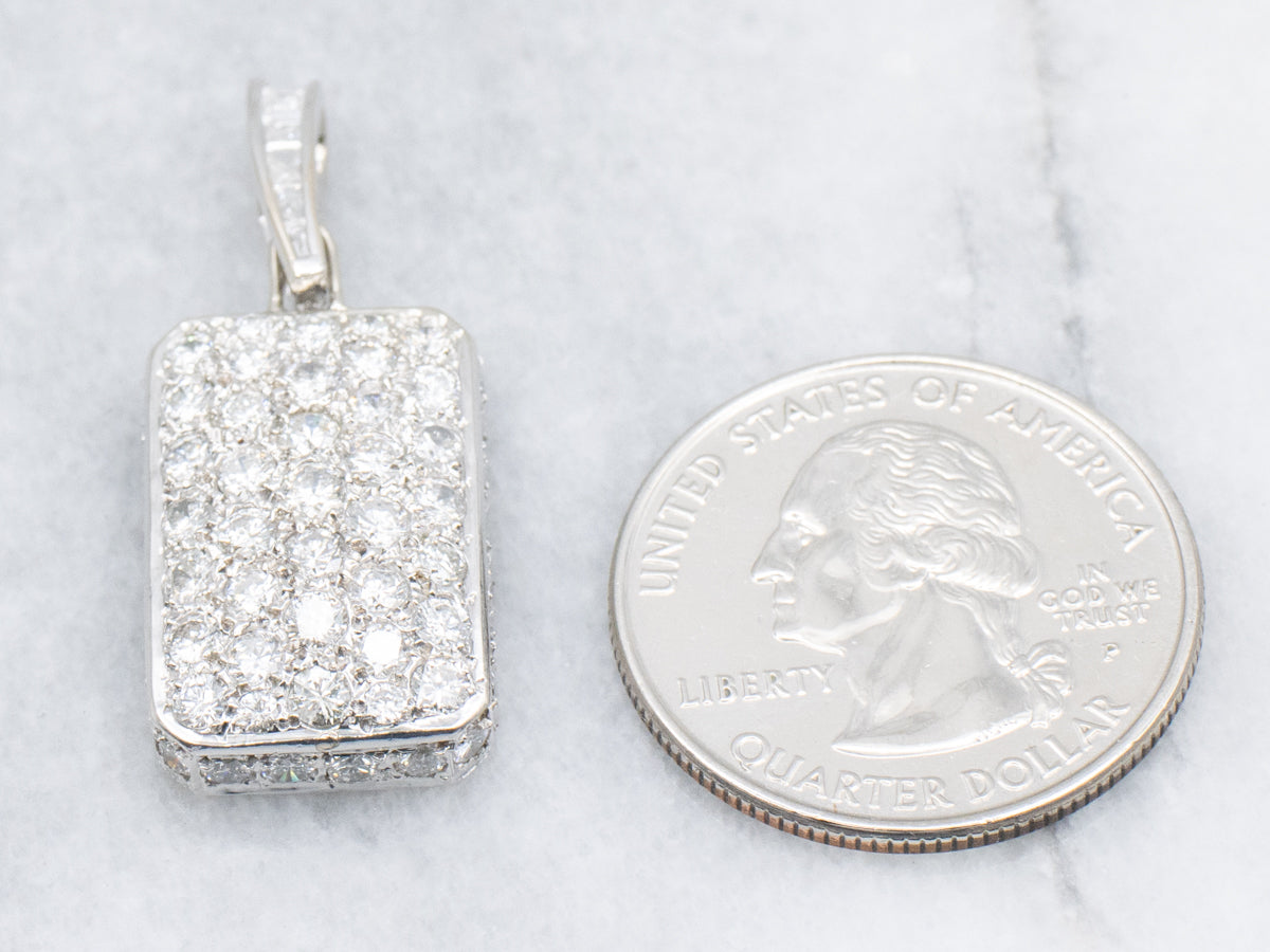 Diamond-Encrusted White Gold Pendant with Decorated Bail