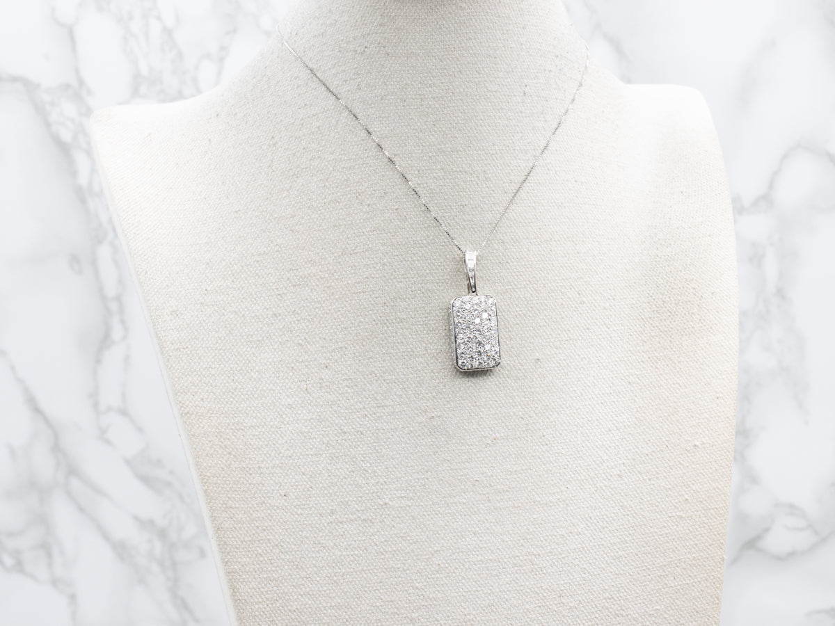 Diamond-Encrusted White Gold Pendant with Decorated Bail