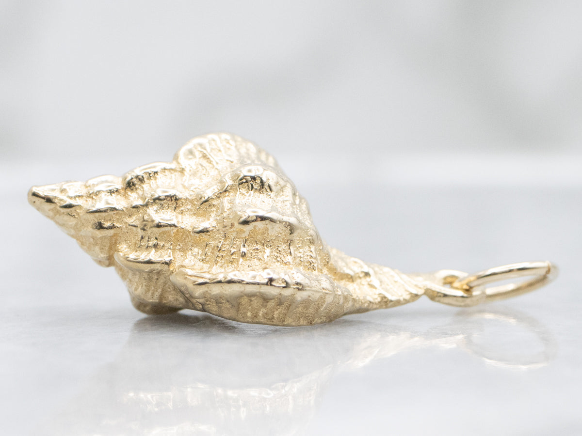 Yellow Gold Conch Shell Charm Pendant