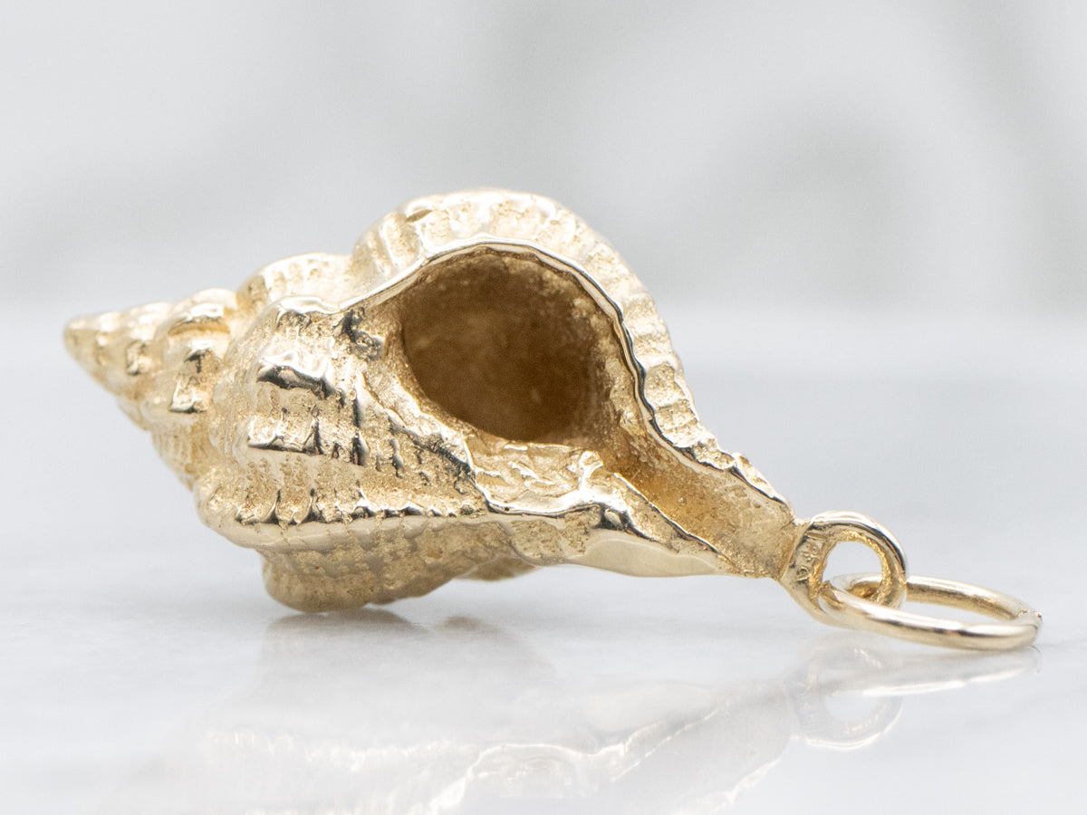 Yellow Gold Conch Shell Charm Pendant