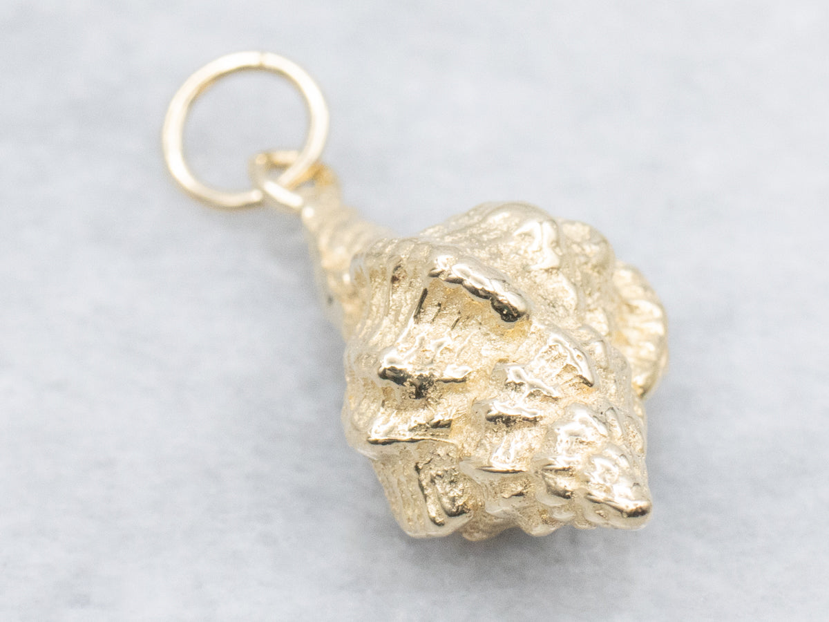 Yellow Gold Conch Shell Charm Pendant