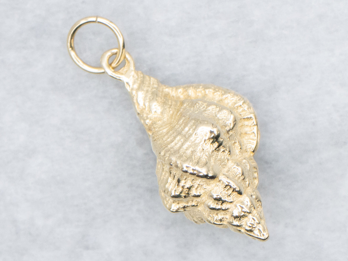 Yellow Gold Conch Shell Charm Pendant