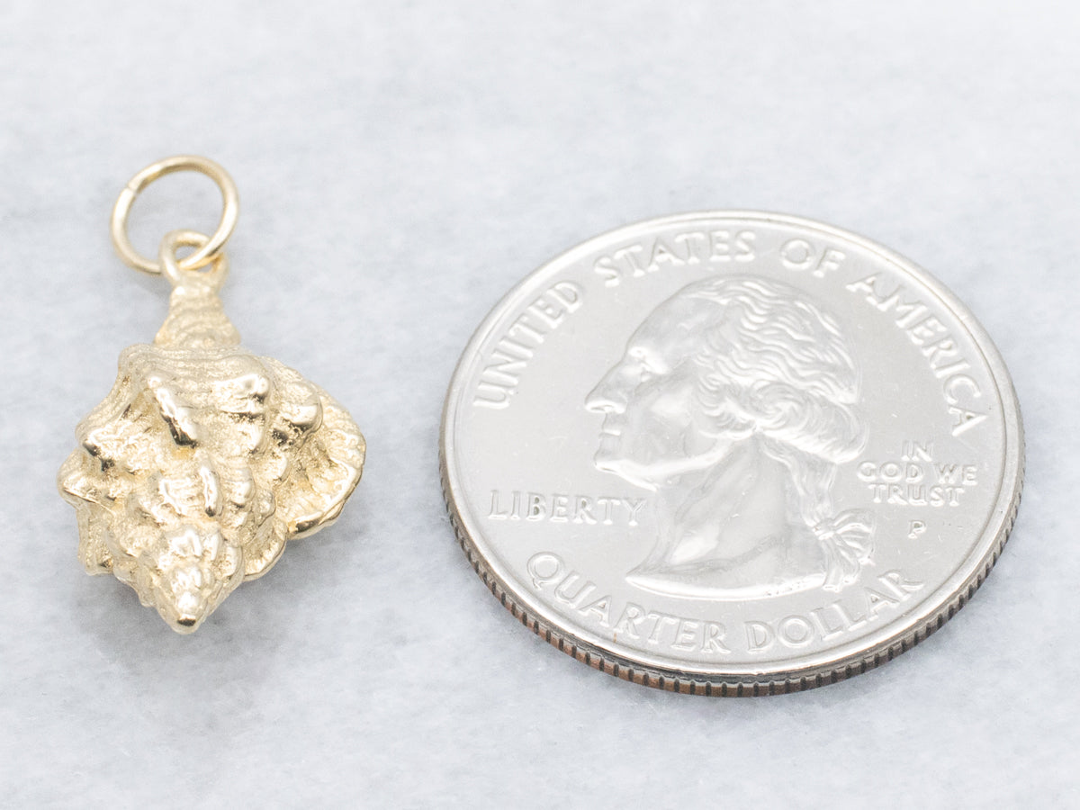 Yellow Gold Conch Shell Charm Pendant
