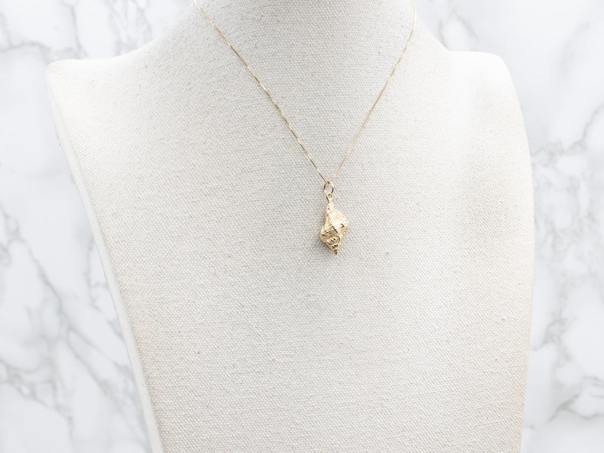 Yellow Gold Conch Shell Charm Pendant