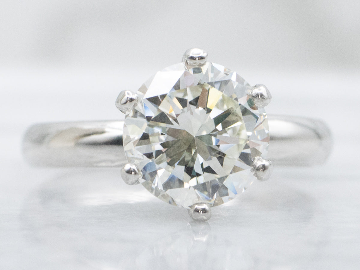 GIA-Certified Round Brilliant Diamond Platinum Engagement Ring
