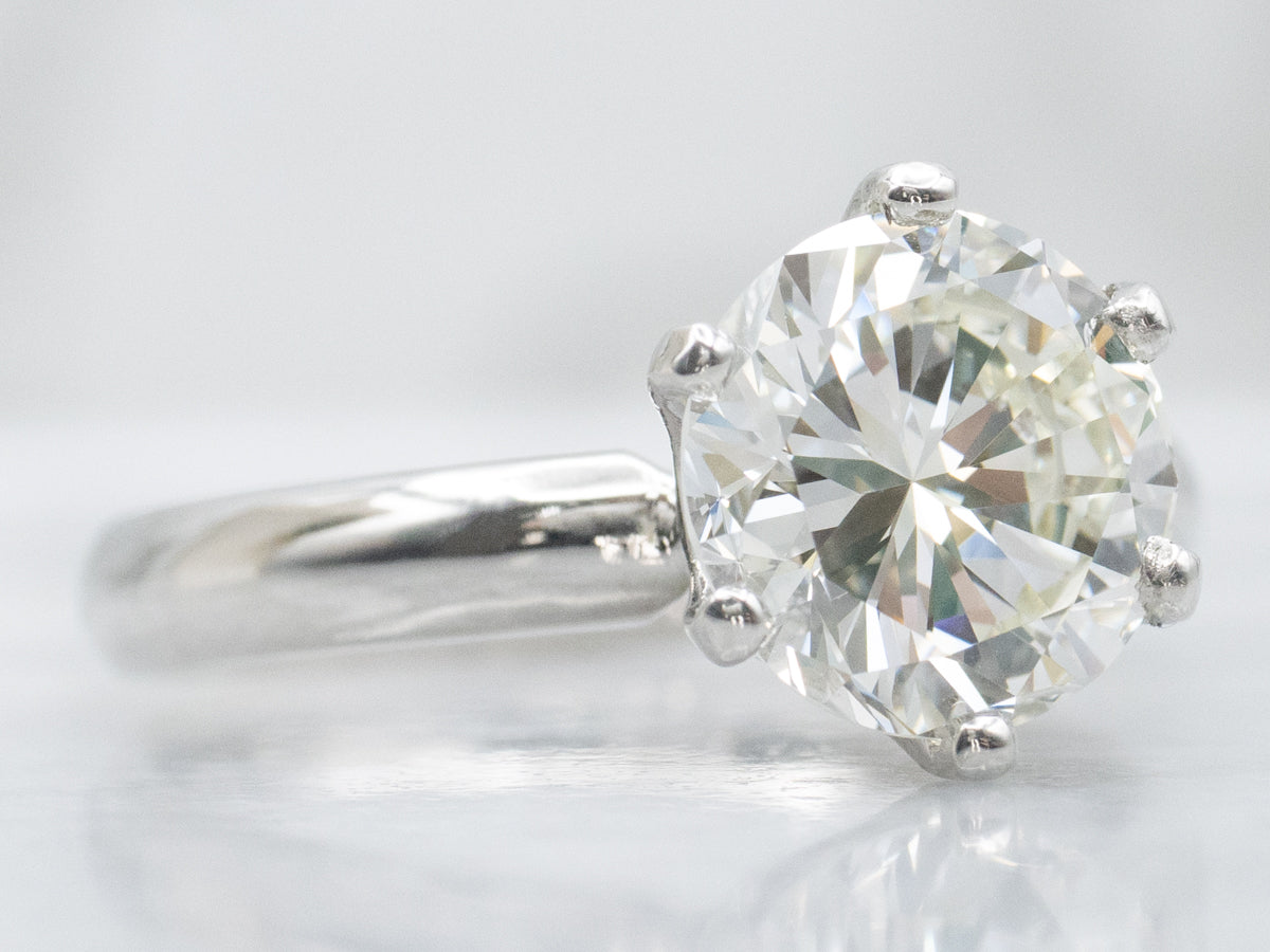GIA-Certified Round Brilliant Diamond Platinum Engagement Ring