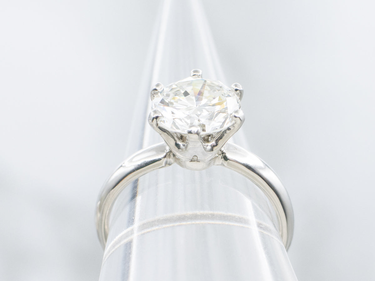 GIA-Certified Round Brilliant Diamond Platinum Engagement Ring