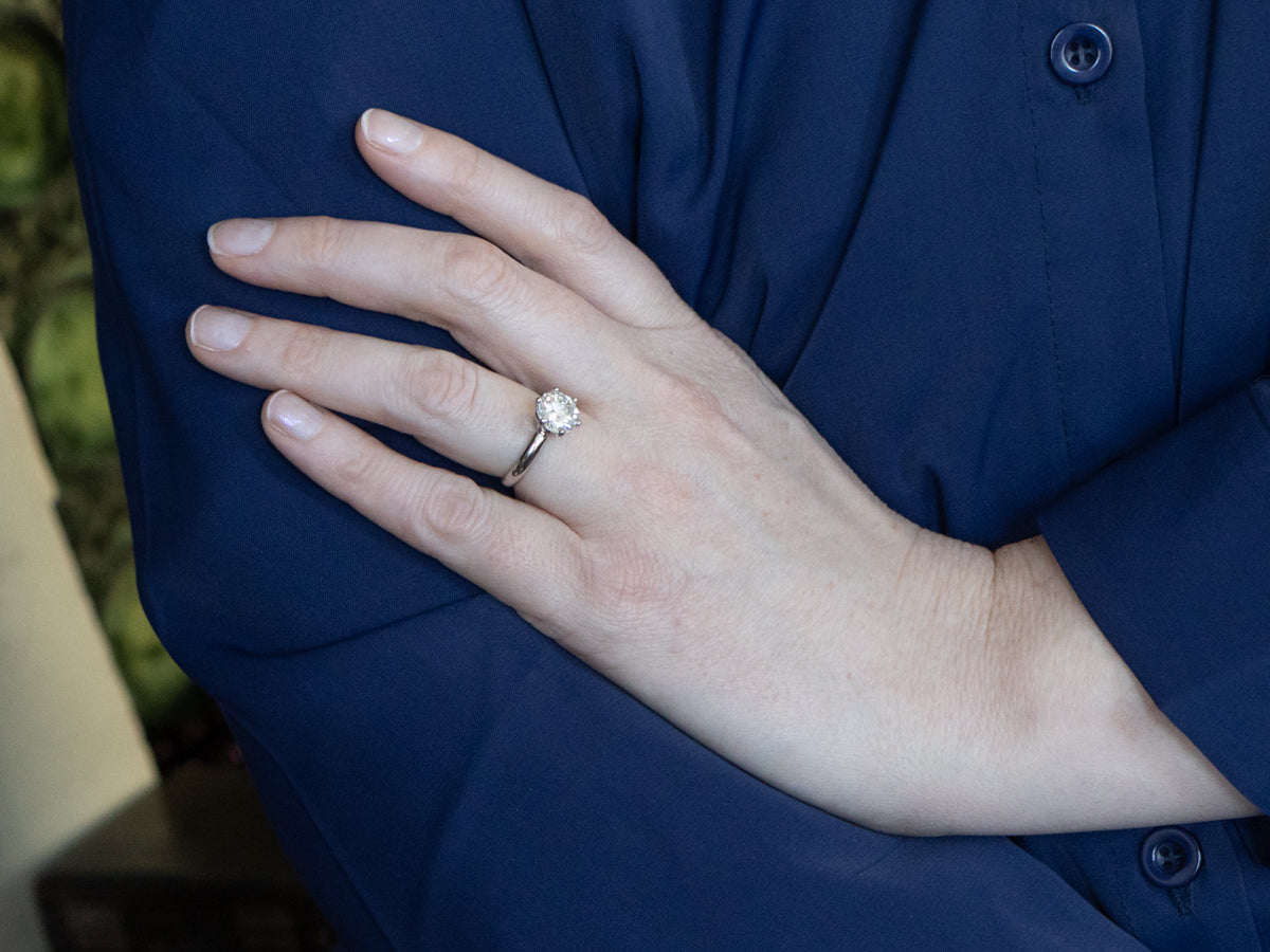 GIA-Certified Round Brilliant Diamond Platinum Engagement Ring