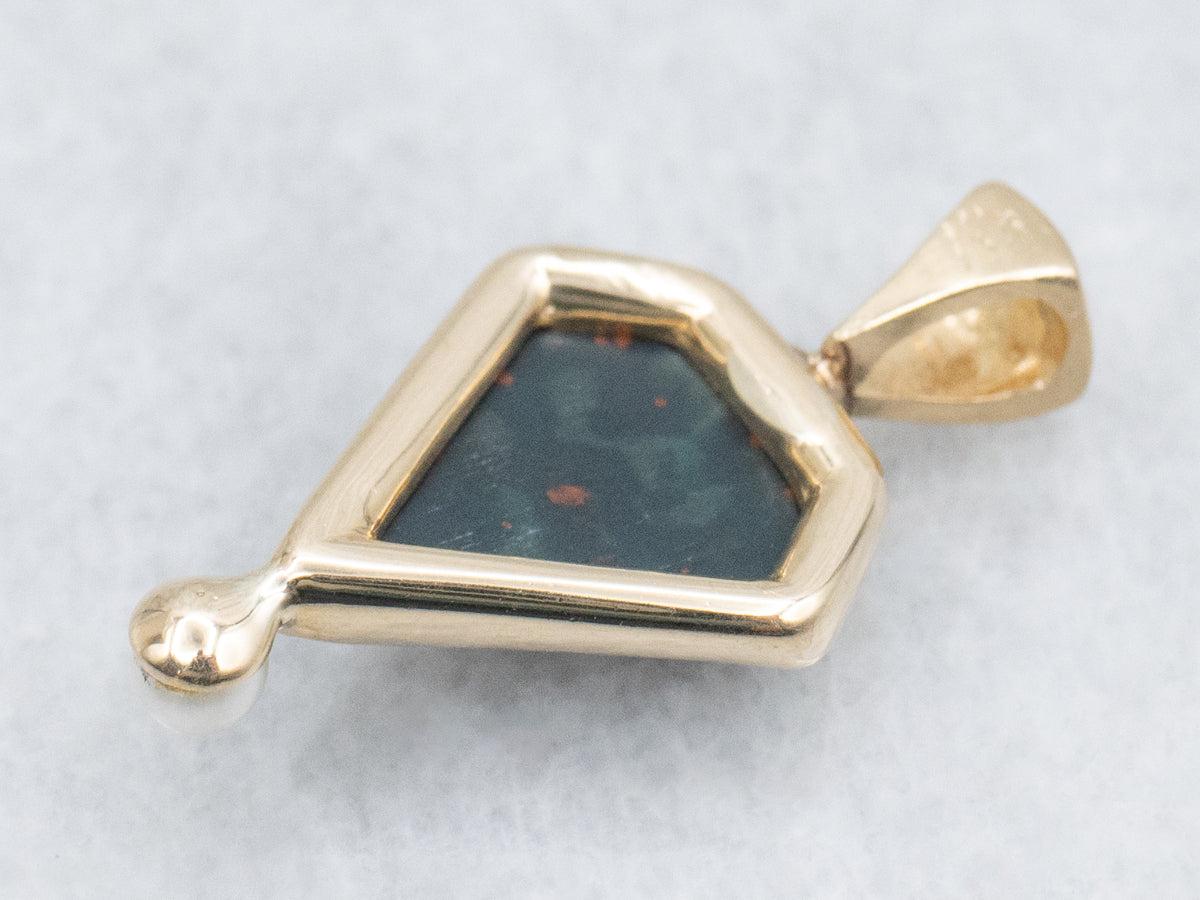 Antique Bloodstone and Pearl Stickpin Conversion Pendant