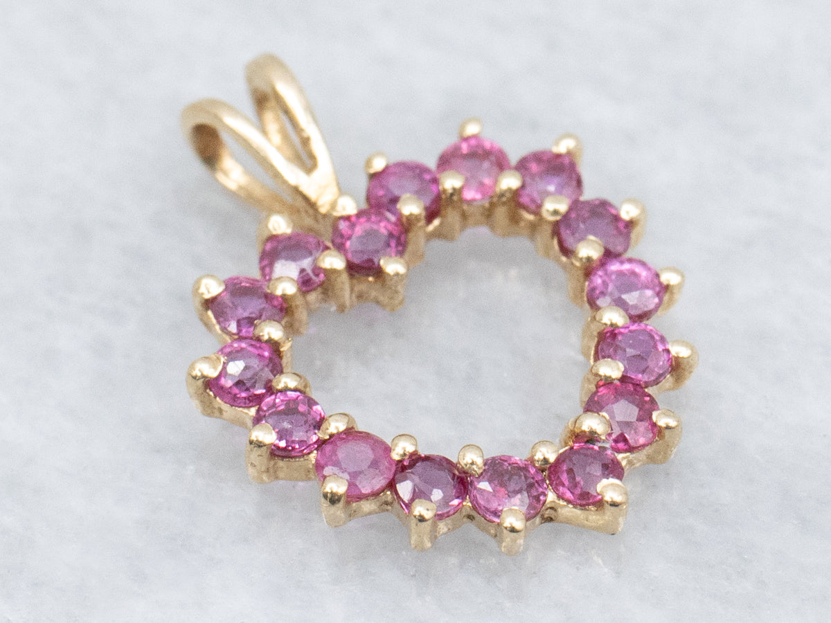 Ruby Gemstone Gold Heart Pendant