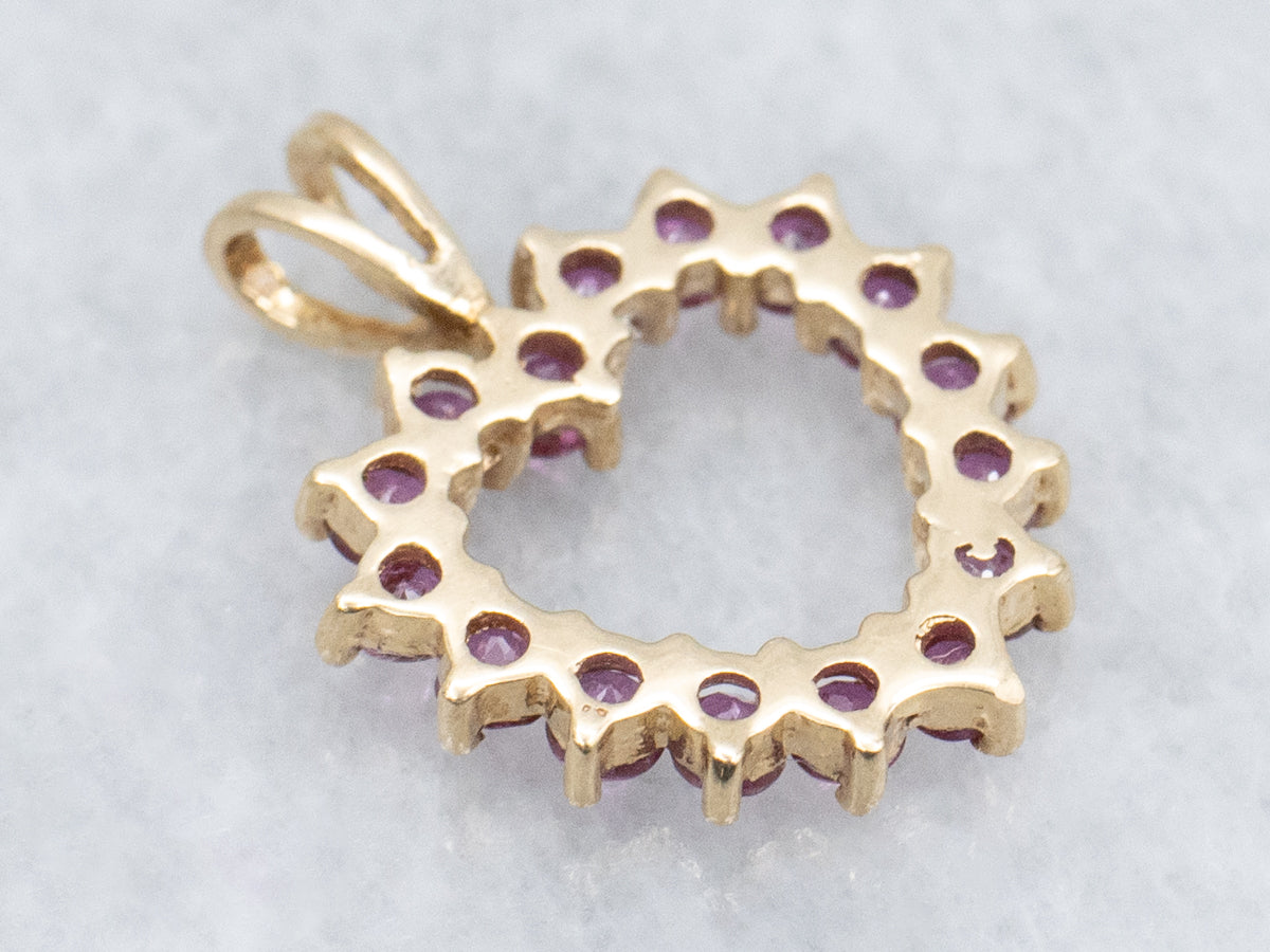 Ruby Gemstone Gold Heart Pendant