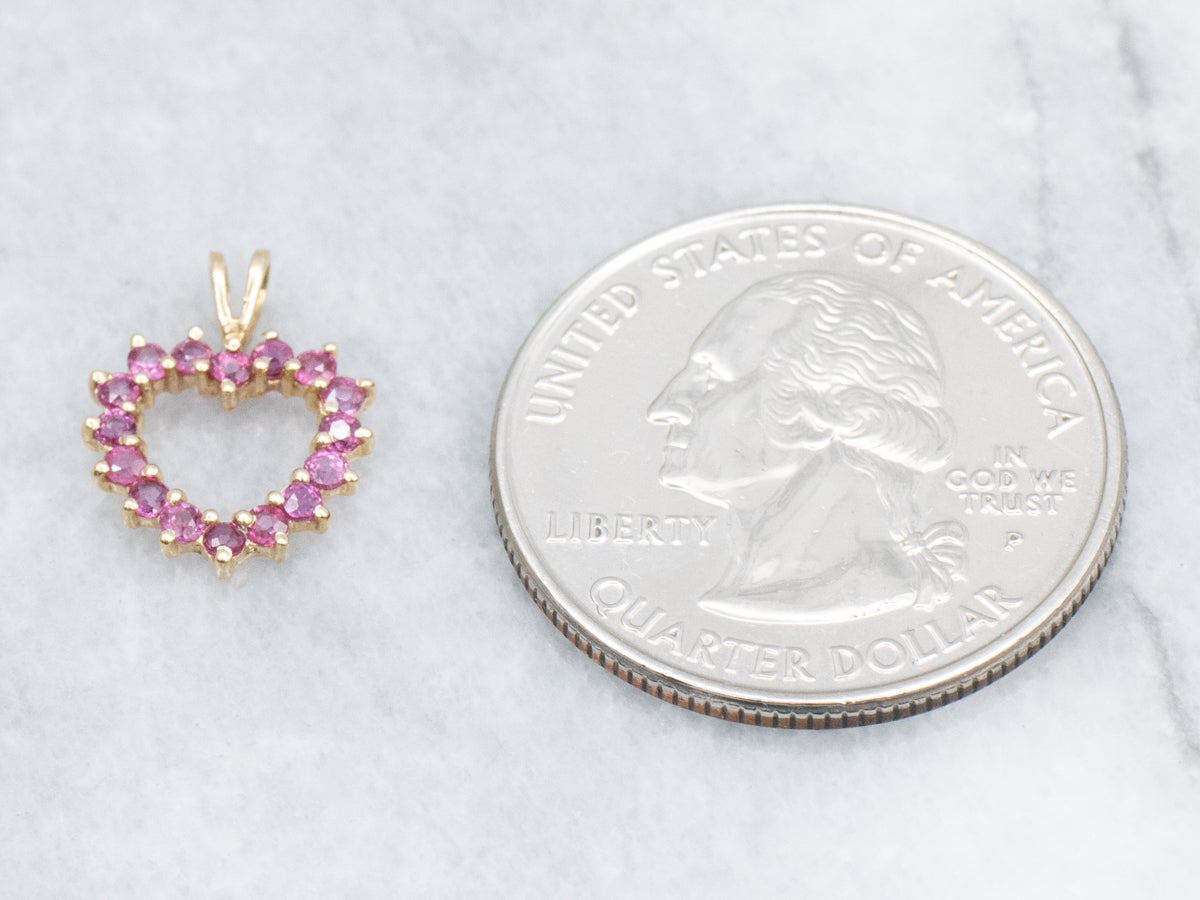 Ruby Gemstone Gold Heart Pendant