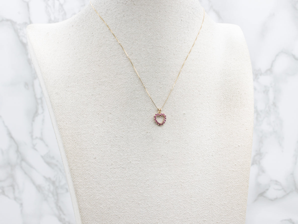 Ruby Gemstone Gold Heart Pendant