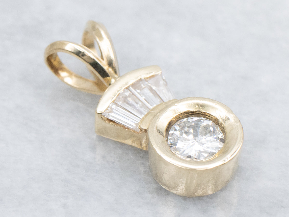 Mix-Cut Bezel Set Diamond Yellow Gold Pendant
