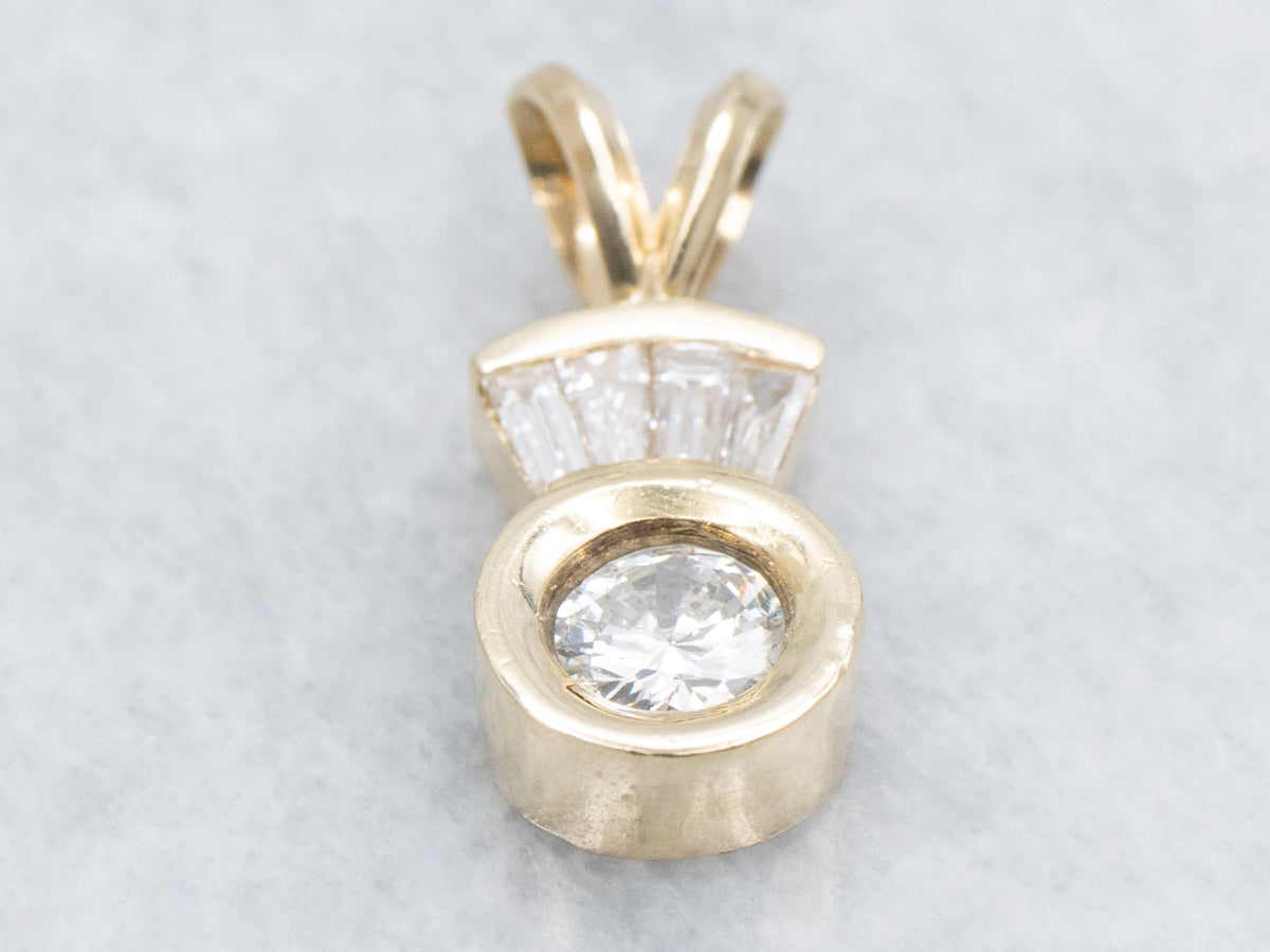 Mix-Cut Bezel Set Diamond Yellow Gold Pendant