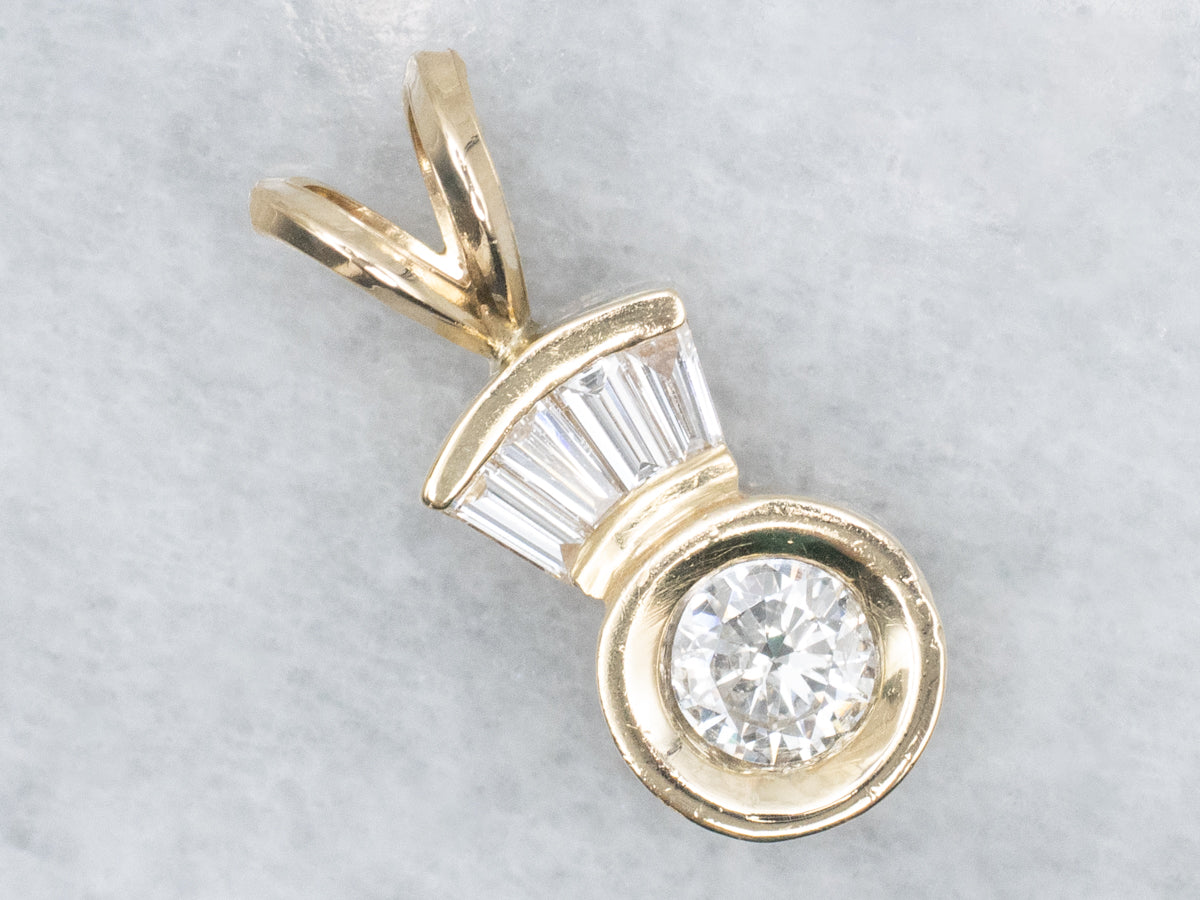 Mix-Cut Bezel Set Diamond Yellow Gold Pendant