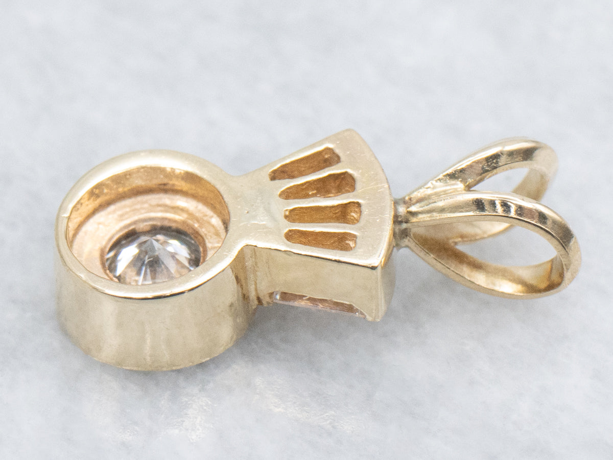 Mix-Cut Bezel Set Diamond Yellow Gold Pendant