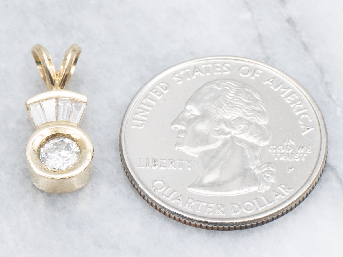 Mix-Cut Bezel Set Diamond Yellow Gold Pendant