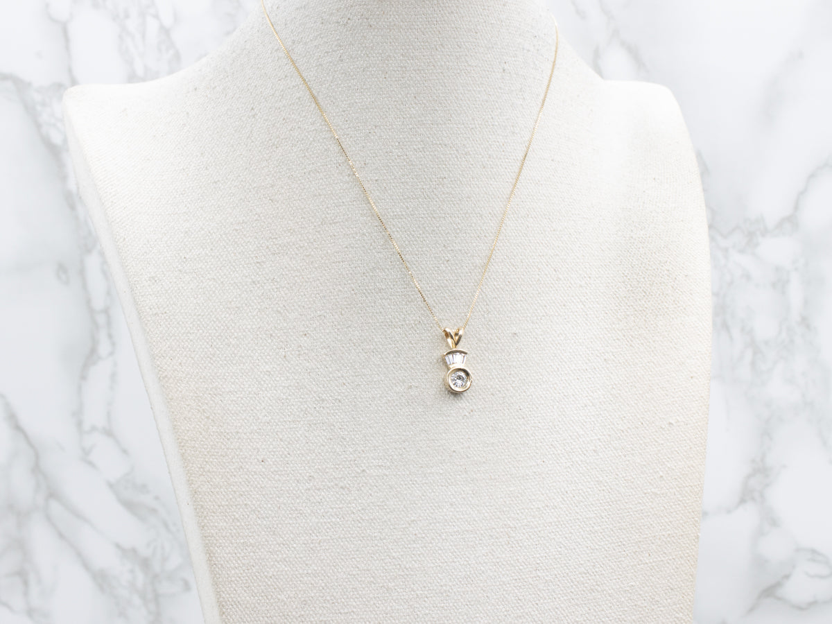 Mix-Cut Bezel Set Diamond Yellow Gold Pendant