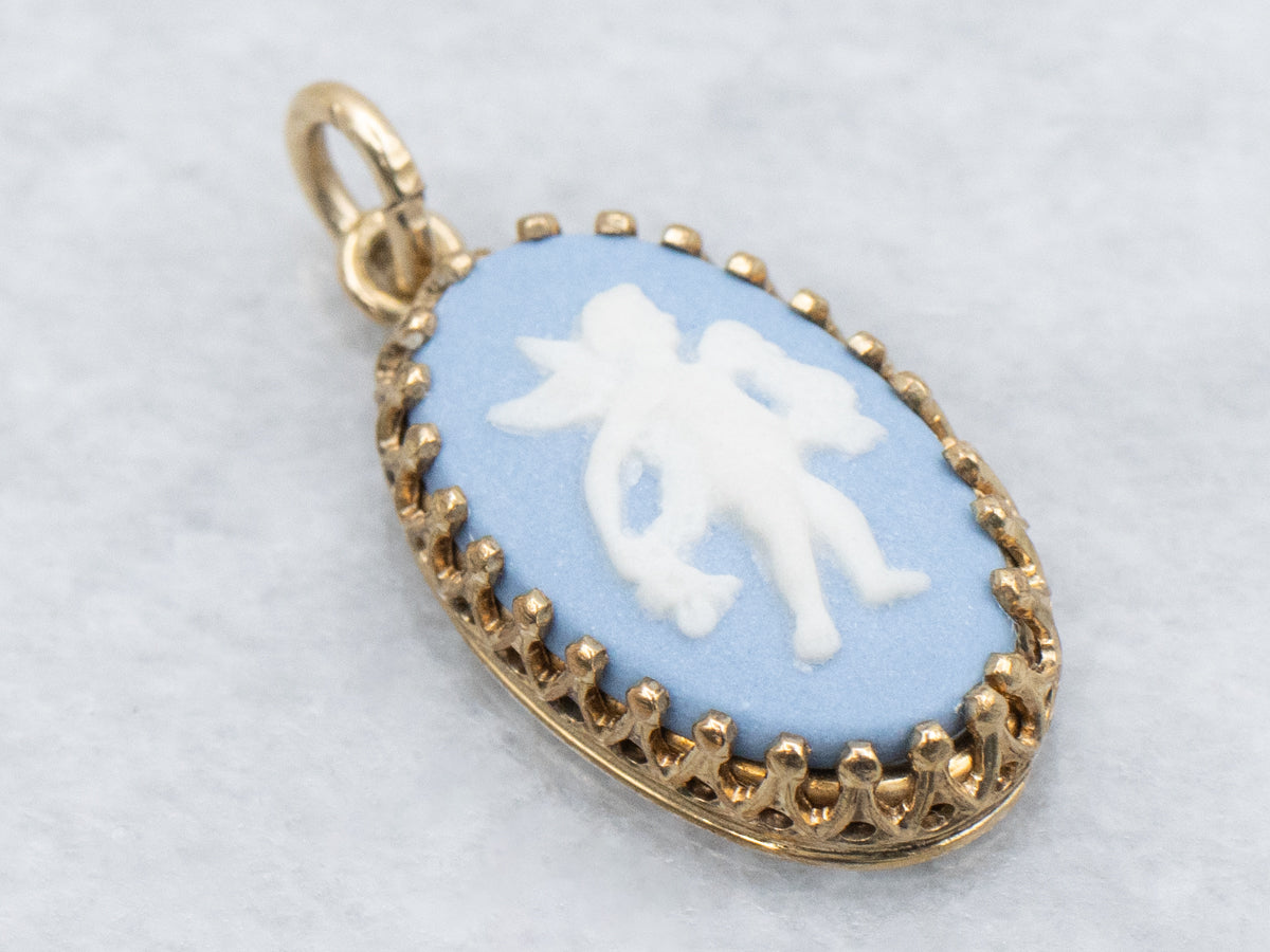 Little Cherub Vintage Gold Wedgwood Cameo Pendant