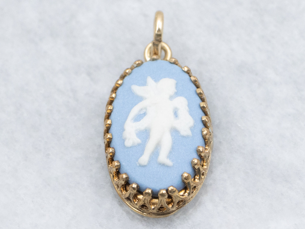 Little Cherub Vintage Gold Wedgwood Cameo Pendant