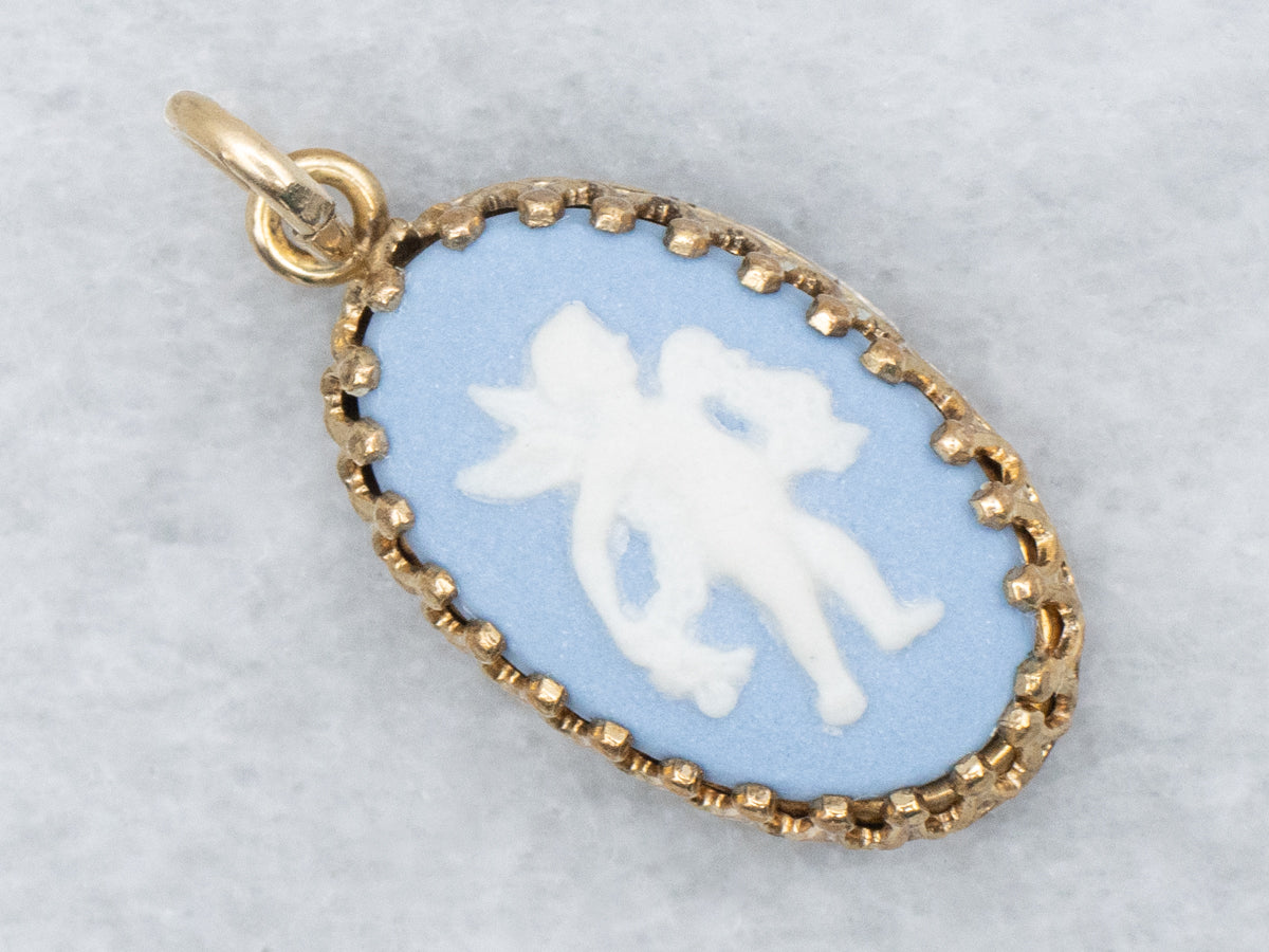 Little Cherub Vintage Gold Wedgwood Cameo Pendant