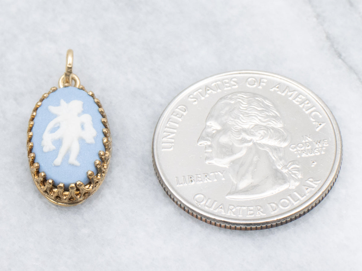 Little Cherub Vintage Gold Wedgwood Cameo Pendant