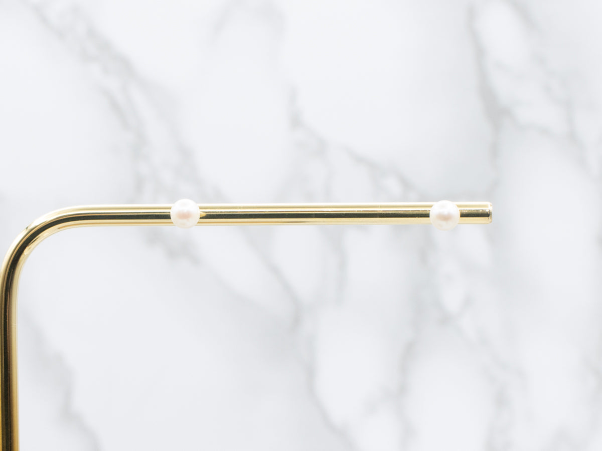 Saltwater Pearl Yellow Gold Stud Earrings