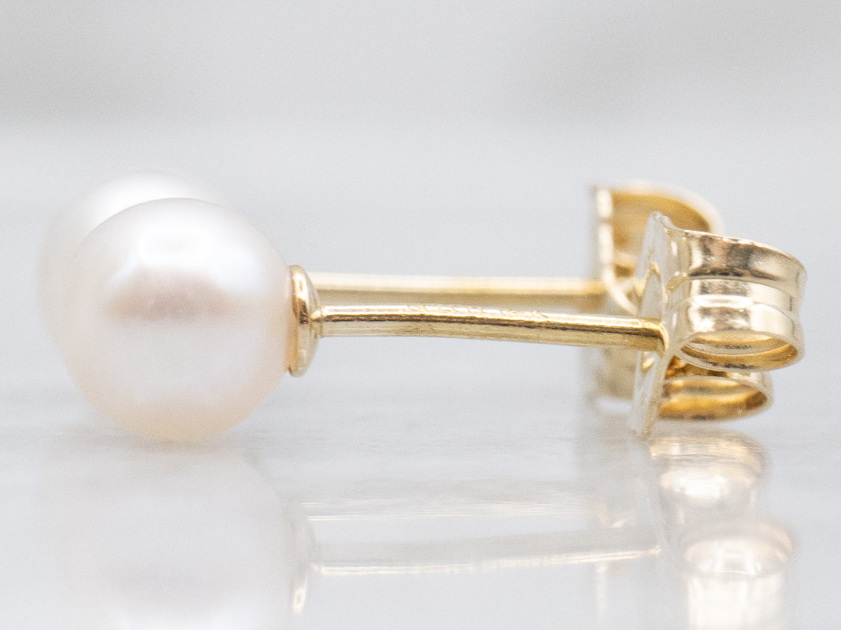 Saltwater Pearl Yellow Gold Stud Earrings
