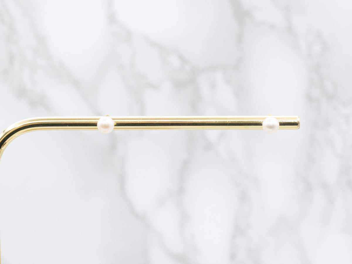 Saltwater Pearl Yellow Gold Stud Earrings