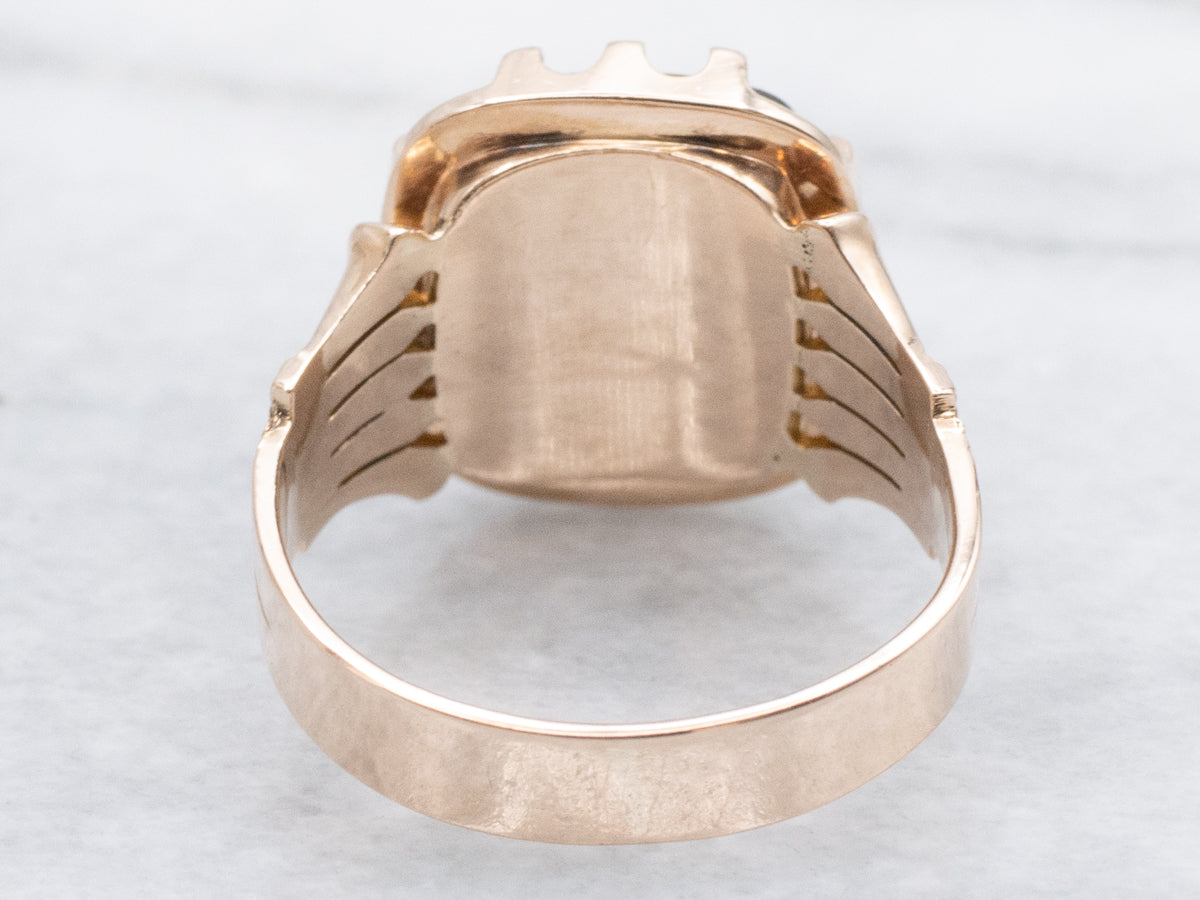 Tiger's Eye Cameo Antique Rose Gold Statement Ring