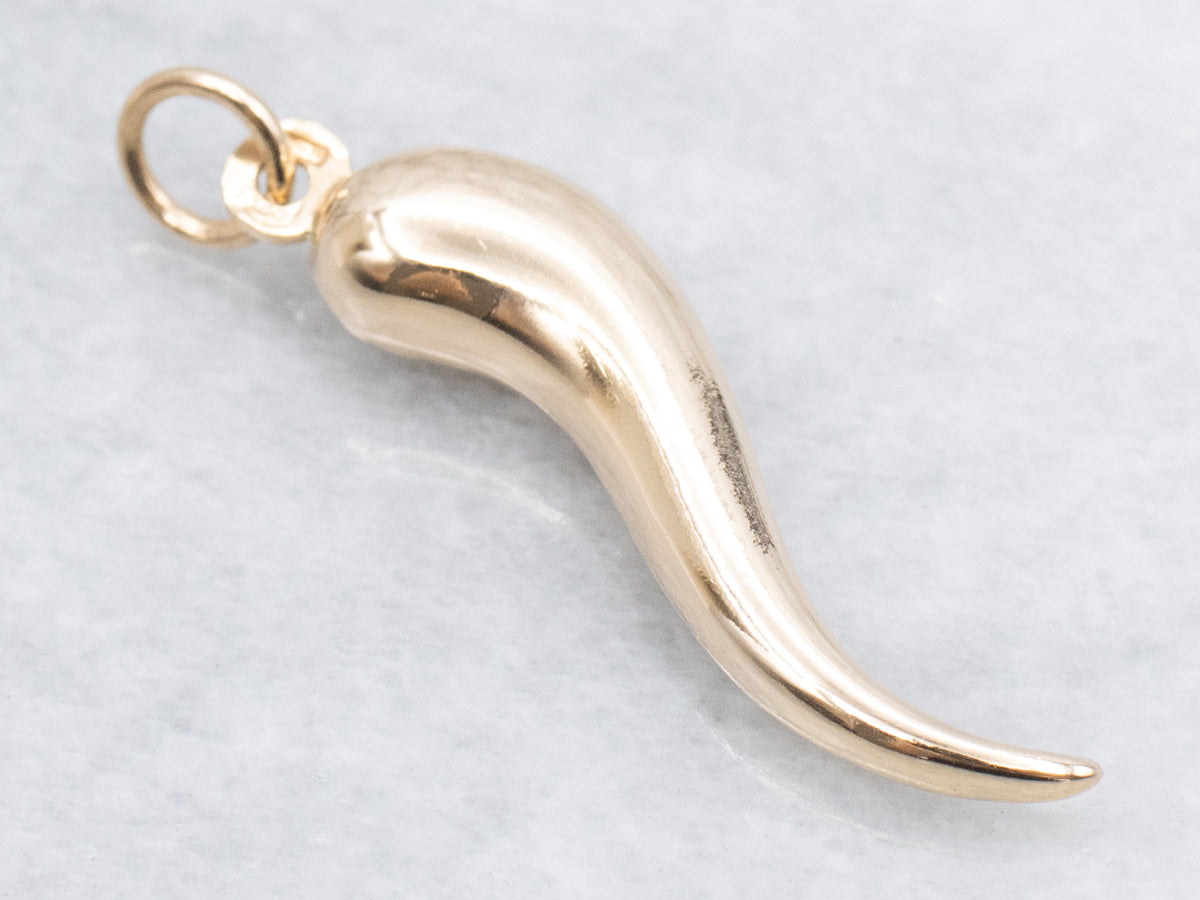Yellow Gold Italian Horn Pendant