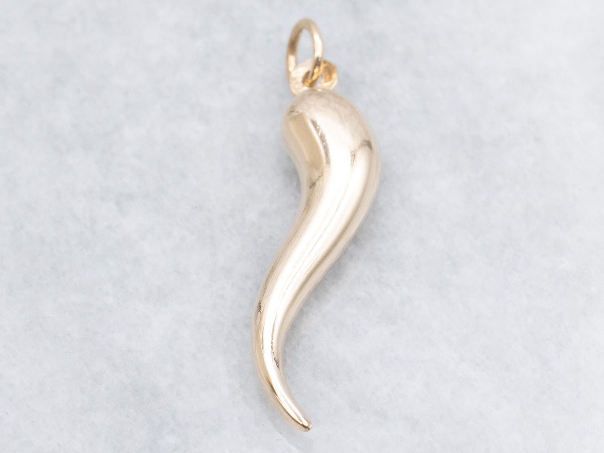 Yellow Gold Italian Horn Pendant