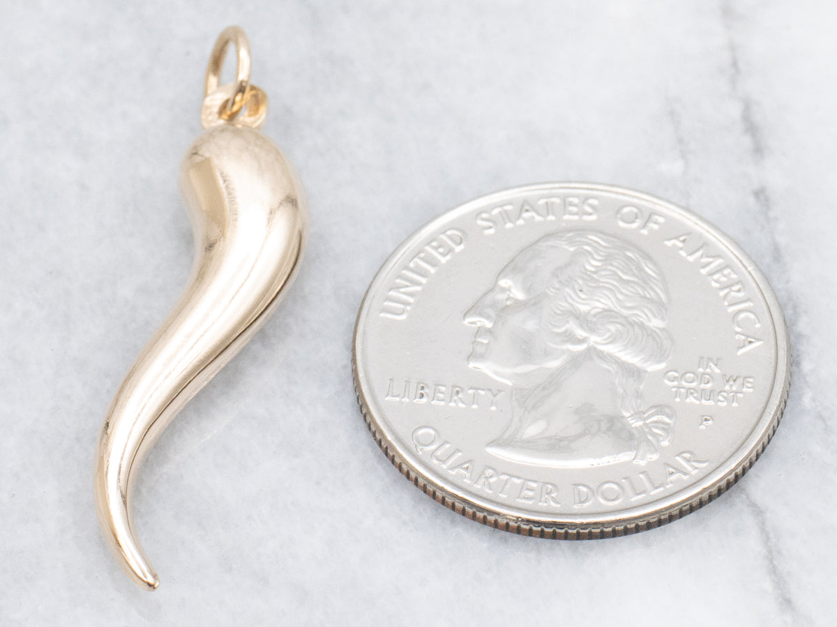 Yellow Gold Italian Horn Pendant