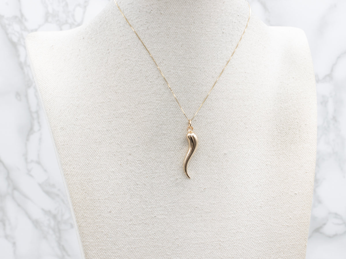 Yellow Gold Italian Horn Pendant