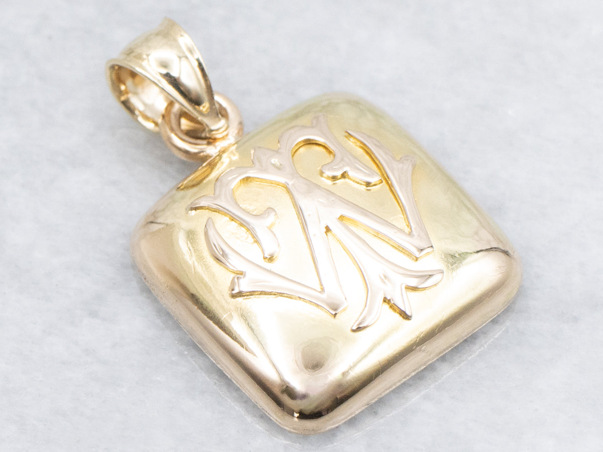 Victorian Interlocking Monogram "TW" Yellow Gold Pendant