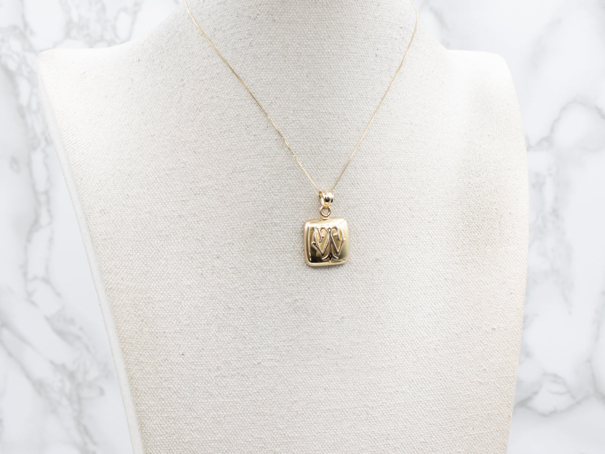 Victorian Interlocking Monogram "TW" Yellow Gold Pendant