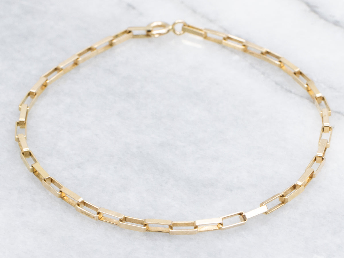 18-Karat Yellow Gold Rectangular Link Bracelet