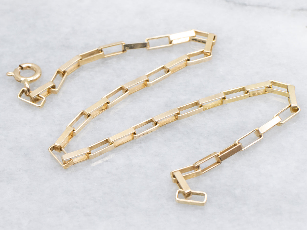 18-Karat Yellow Gold Rectangular Link Bracelet