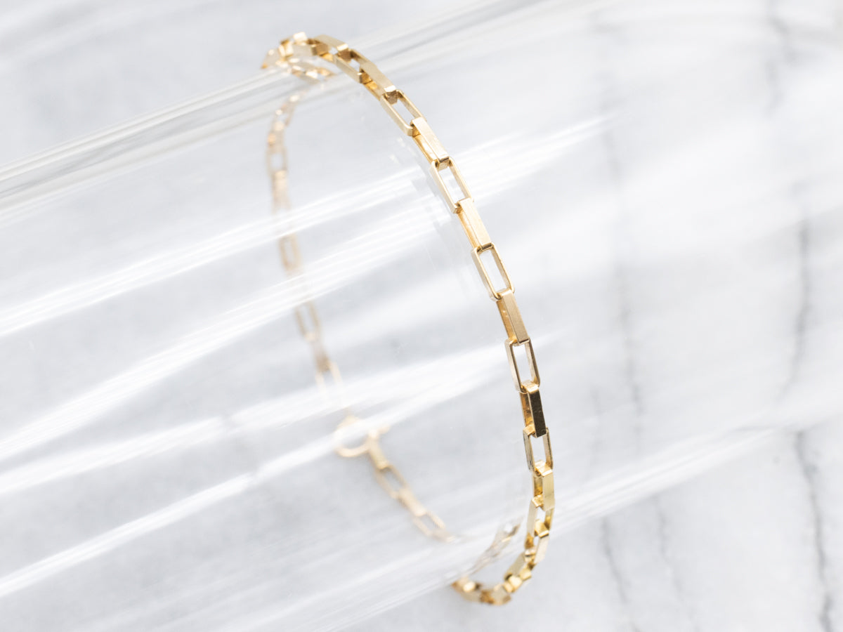 18-Karat Yellow Gold Rectangular Link Bracelet