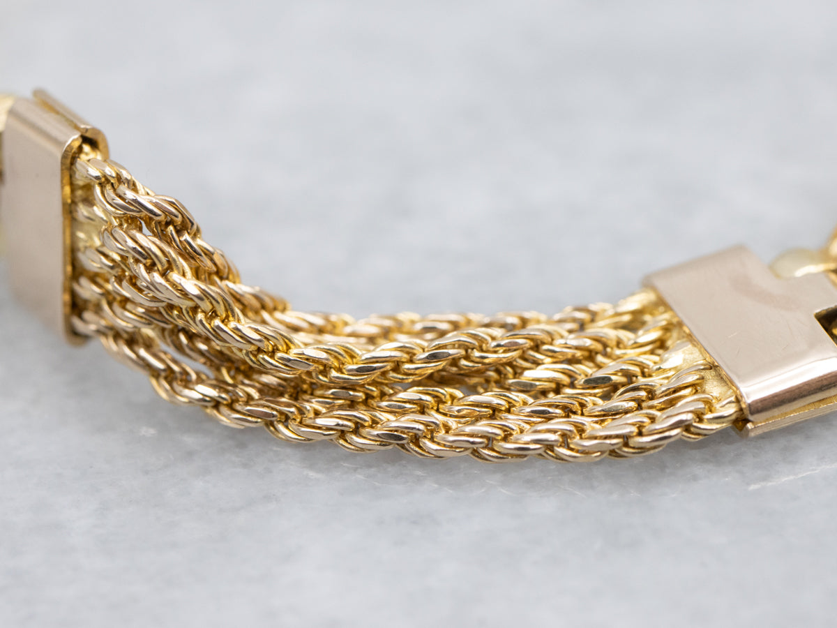 Fancy Double Lion Head Italian-Made Gold Bracelet