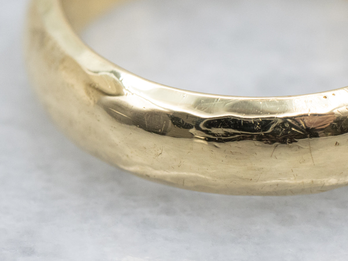 Italian 18-Karat Gold Half-Round Hammered-Finished Band