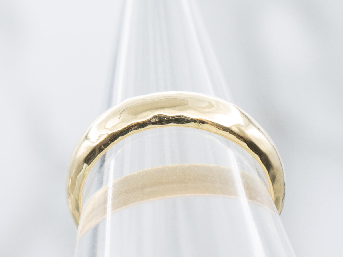 Italian 18-Karat Gold Half-Round Hammered-Finished Band