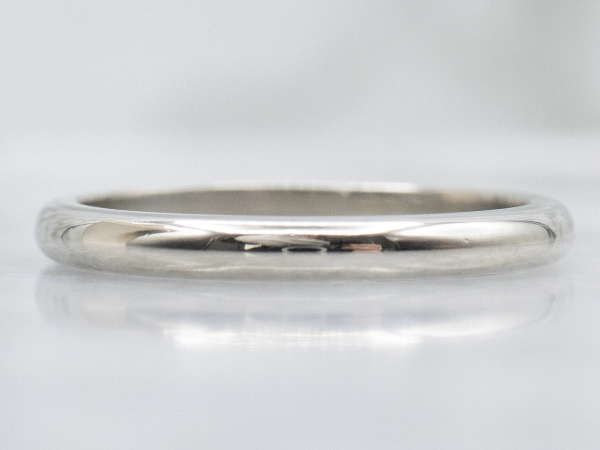 High-Dome Polished White Gold Band
