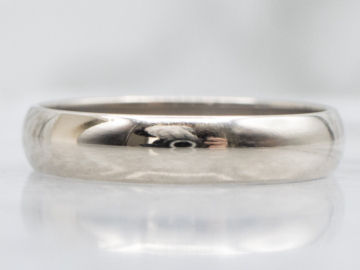 Unisex Half-Round Polished White Gold Band