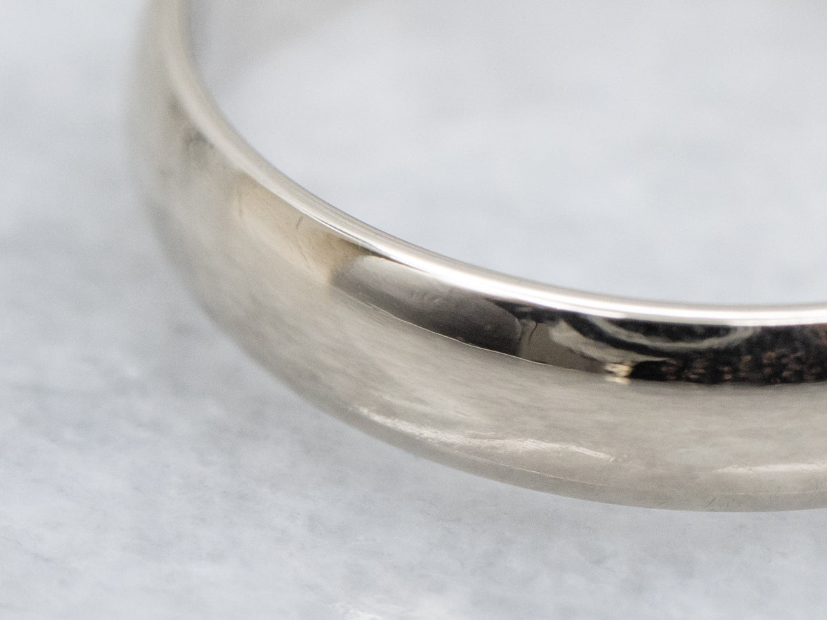 Unisex Half-Round Polished White Gold Band
